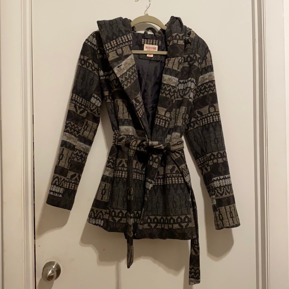 Printed gray winter coat